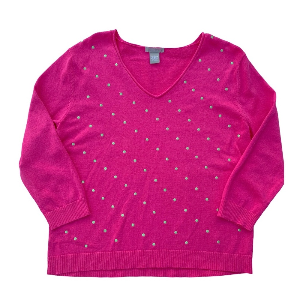 Selma Cury Pink and Neon Green Polka Dot Sweater